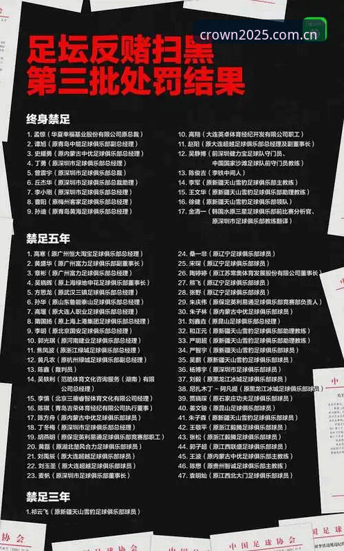 5大看点！中国足协第三批禁足名单深度解析，17人终身禁赛创纪录